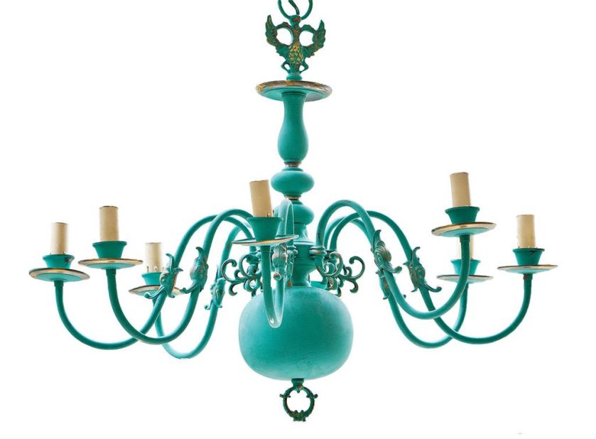 STARY ŻYRANDOL z mosiądzu pomalowany farbą w kolorze Florence, 145 zł/1 l, ANNIE SLOAN