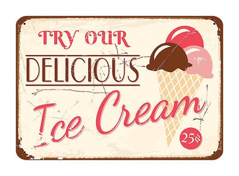 Szyld lodziarni w stylu retro. Jak kręcono lody...