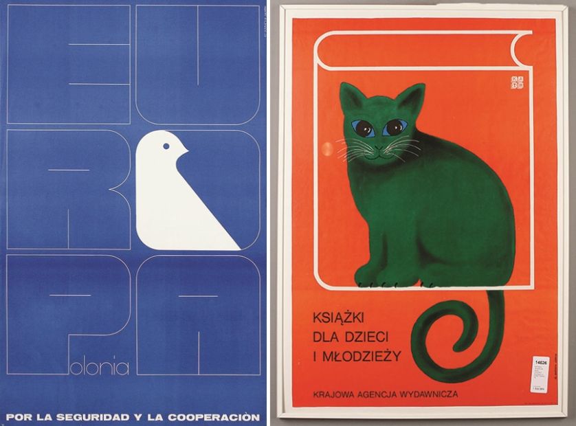 Hubert Hilscher, praca dla Światowej Rady Pokoju, 1973 r. oraz afisz dla Krajowej Agencji Wydawniczej, 1975 r.