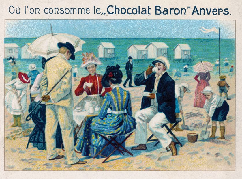 Piknik na plaży , druk z początku XX w.