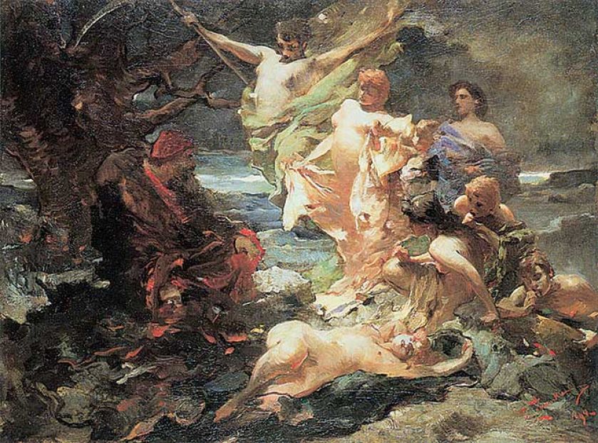 Franciszek Żmurko Przeszłość grzesznika - siedem grzechów głównych , 1894 r., cw 30 000 zł, cs 62 000 zł, AGRA-ART.