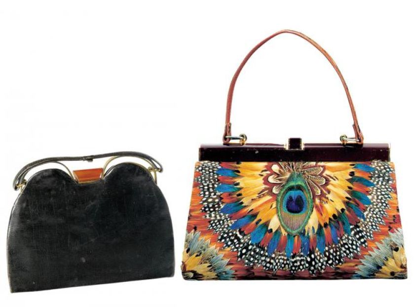 Torba ze skóry, nawiązująca do art déco, lata 30. XX w., Polska, Muzeum Narodowe we Wrocławiu. Skórzana torebka ozdobiona