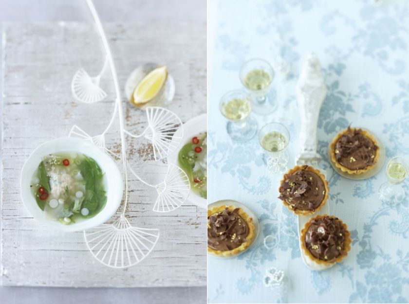 Rosół z trawą cytrynową i czekoladowe tartaletki
