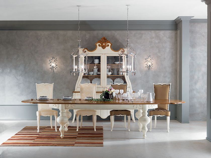 Duży stół i górna część witryny rzeźbione są ręcznie. ORIGINE ITALIA PROJECT