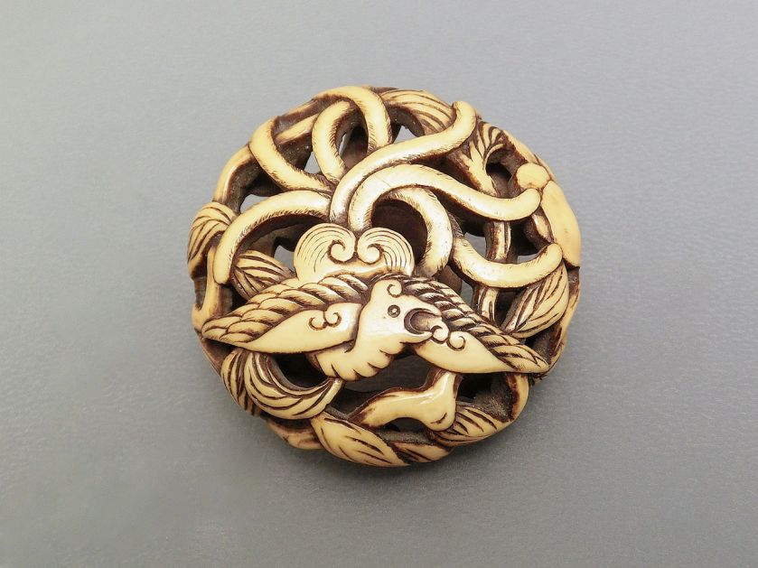 Ptak Ho-o , kość słoniowa, XIX w. Japońskie Nestsuke