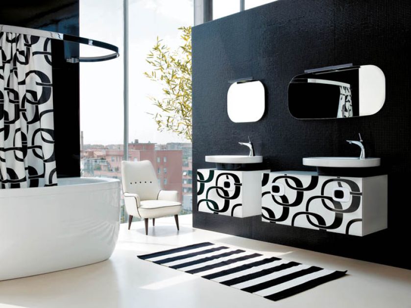 Umywalka z blatem ceramicznym, 65x44 cm, 984 zł. W kolekcji także szafki, wanna oraz zasłona prysznicowa.