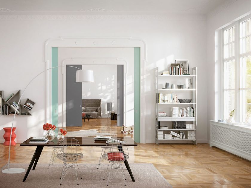 WOODEN DOOR, zamontowane w kasecie schowanej w ścianie, skrzydło może mieć wielkość 280 x 130 cm, cena od 2500 zł, RAUMPLUS.