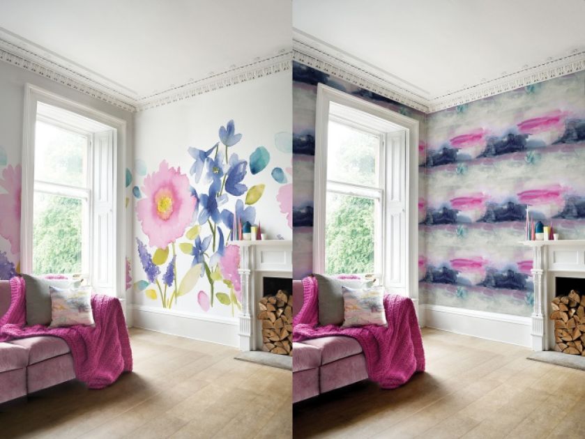 Różowe motywy ożywią każde wnętrze. Modne tapety rozkwitające na ścianie