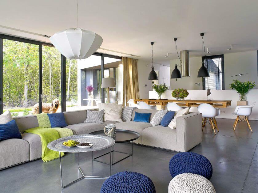 jasny salon w stylu nowoczesnym