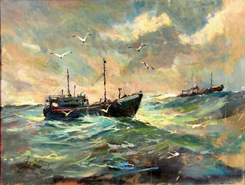 Antoni Suchanek Połów , 1970. Antoni Suchanek: malarz morza