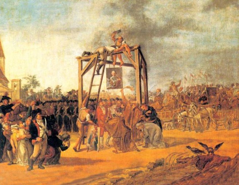 Jan Piotr Norblin Wieszanie zdrajców in effigie w czasie insurekcji w Warszawie w 1794 po 1794 r., Muzeum