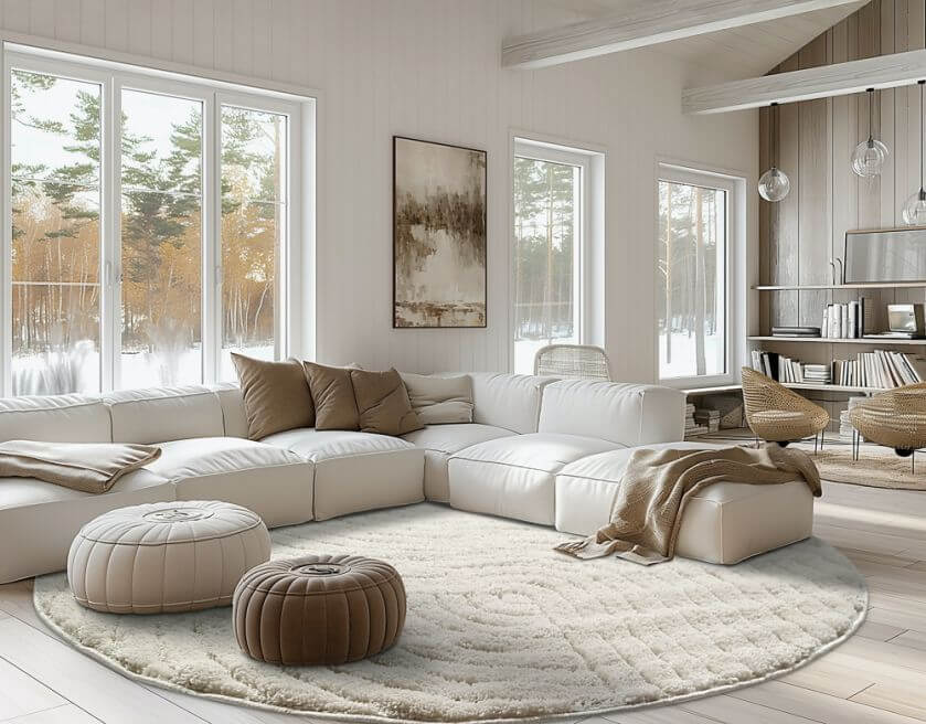 ułożenie dywanu w salonie - jak dobrać dywan do kanapy i narożnika