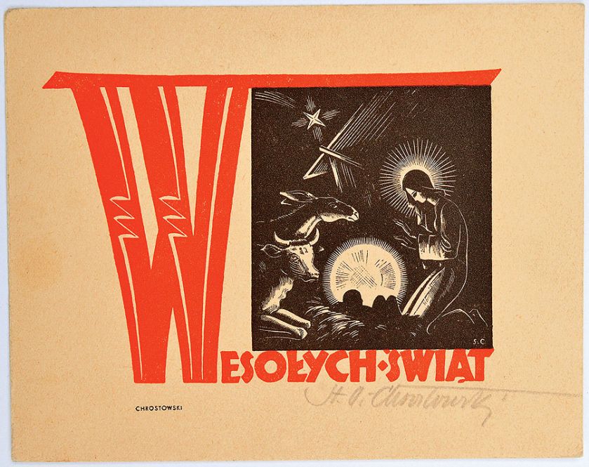 Stanisław Ostoya-Chrostowski, pocztówka wydana drzeworytniczo w okresie okupacji.