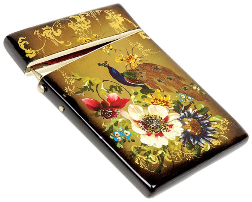 Wizytownik z papier mache, ręcznie malowany i lakierowany, ulubiony typ wizytowników królowej Wiktorii, Anglia, połowa