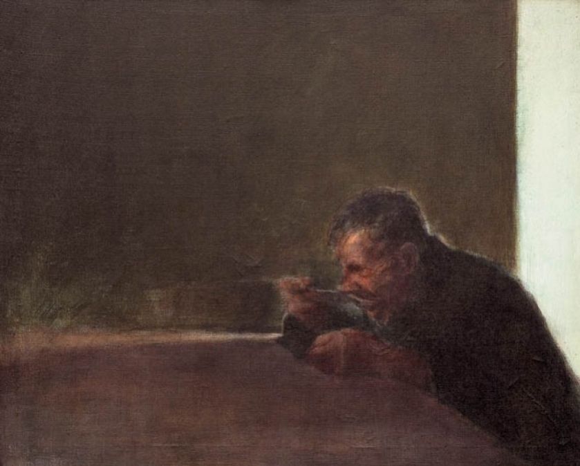 Józef Panfil, Przy stole , 1987 r. Przez uchylone drzwi