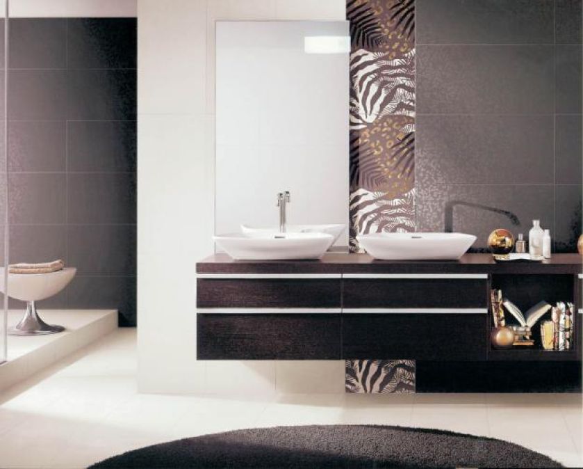 Seria Exochic firmy Panaria: biała glazura Exochic Blanc i czarna Exochic Noir (35 x 70 cm) kosztuje 187 zł/m2,