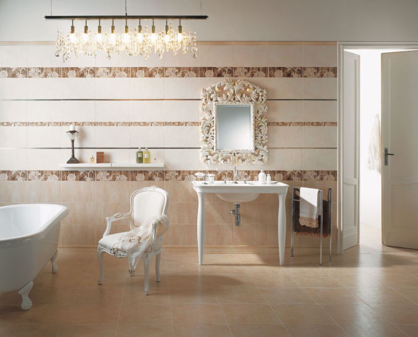 Cerabati (Marazzi Francja) proponuje klasyczne kafle w ciepłych kolorach. Do każdego po dziewięć rodzajów listew