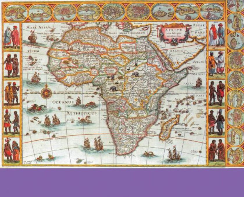 Afryka, Willem Blaeu, mapa z pierwszego atlasu Blaeua zawierającego mapy lądów, 1630 r.