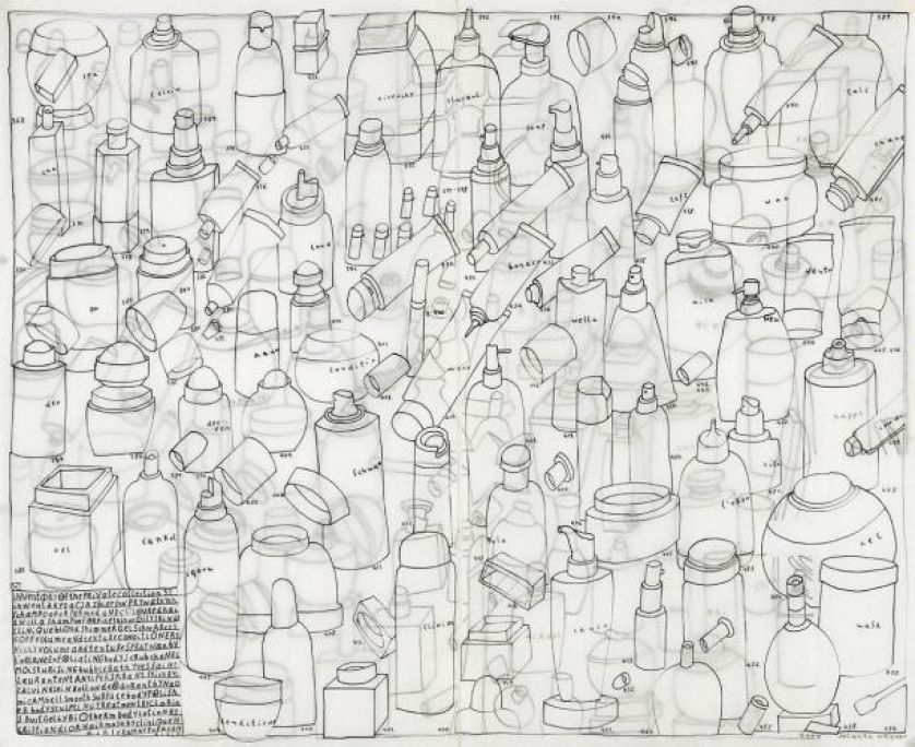 Inwentaryzacja kosmetyków , kalka, tusz, 2002 r.