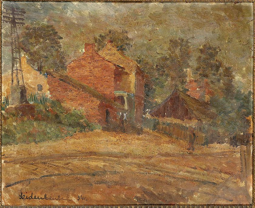 Efraim i Menasze Seidenbeutlowie Pejzaż za domami