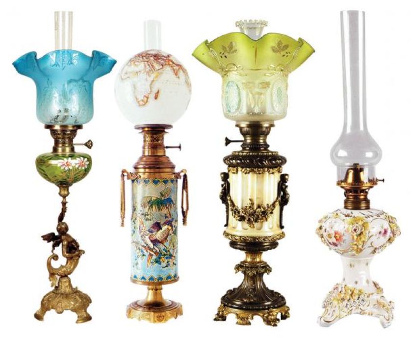 Lampa naftowa, Niemcy, pocz. XX w., cw 7000 zł, niesprzedana, REMPEX. Lampa salonowa, Niemcy, poł.