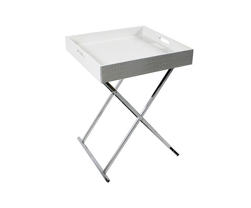 Durban, metalowa podstawa, taca powlekana skórą, 379 zł, Westwing.