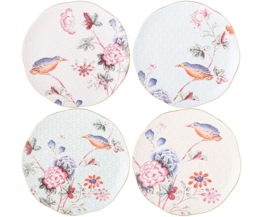 komplet talerzy deserowych w kwiaty