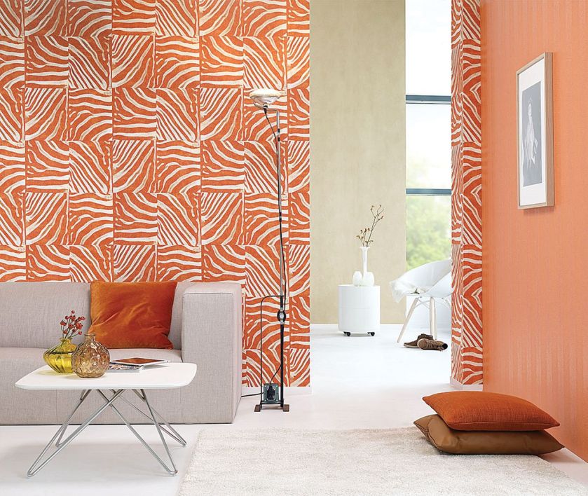 POP SKIN, jak skóra zebry, ale w ceglastym kolorze, TAPETENFABRIK GEBR. RASCH
