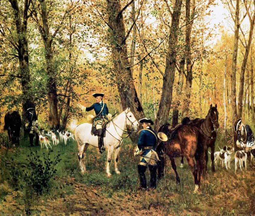 Maksymilian Gierymski, Odpoczynek po polowaniu , 1872 r., Muzeum Narodowe w Warszawie