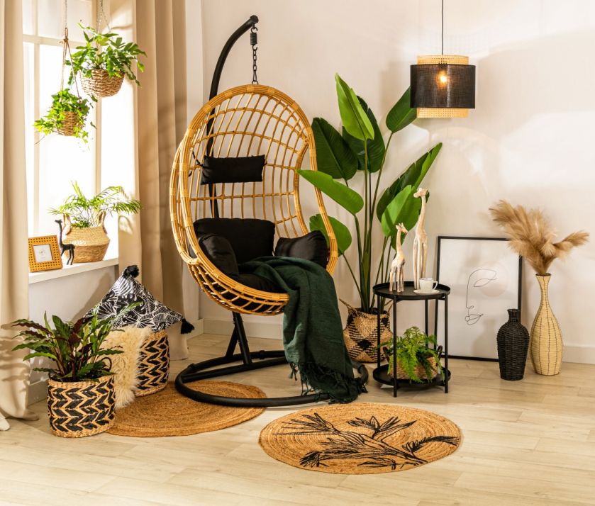 fotel ogrodowy wiszący z technorattanu