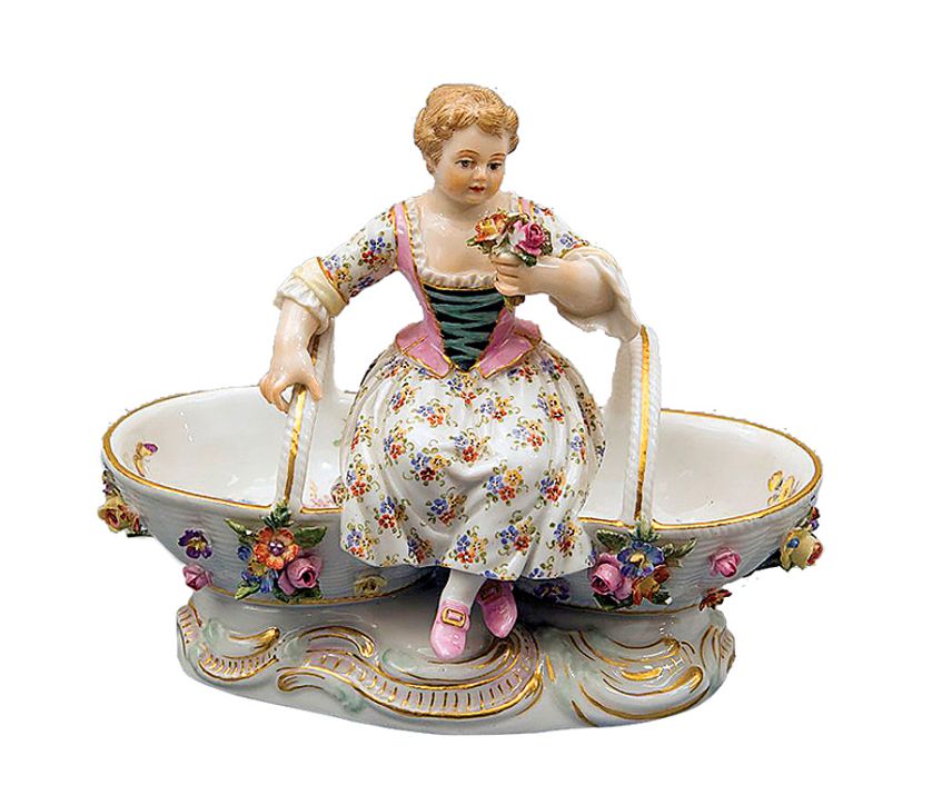 Solniczka porcelanowa, XIX w. Scenografia uczty