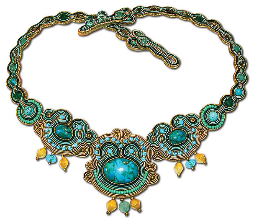 Naszyjnik wykonany techniką soutache.