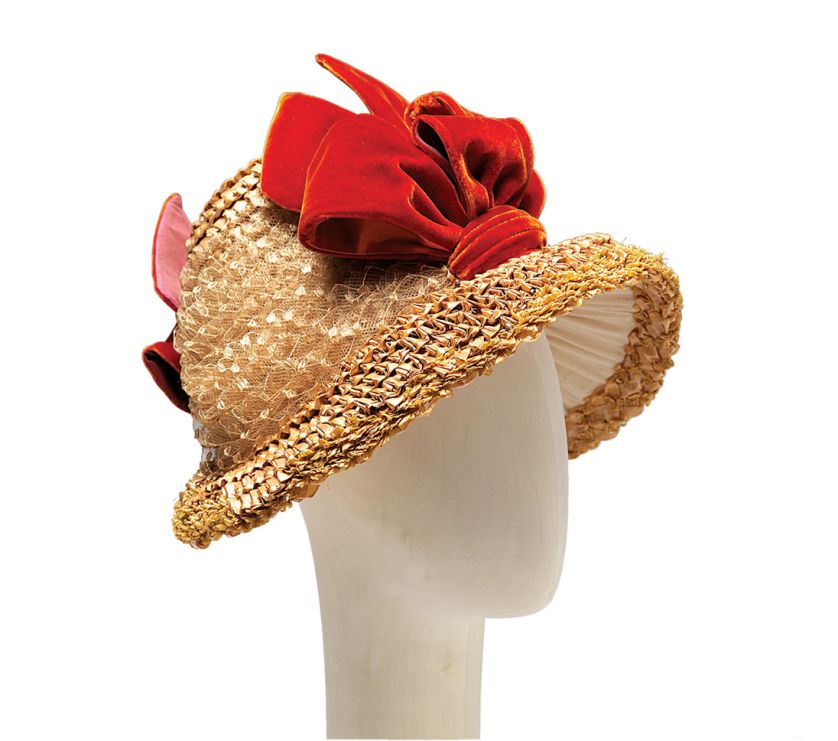 Amerykański bonet ozdobiony jedwabną kokardą, lata 1879-1884