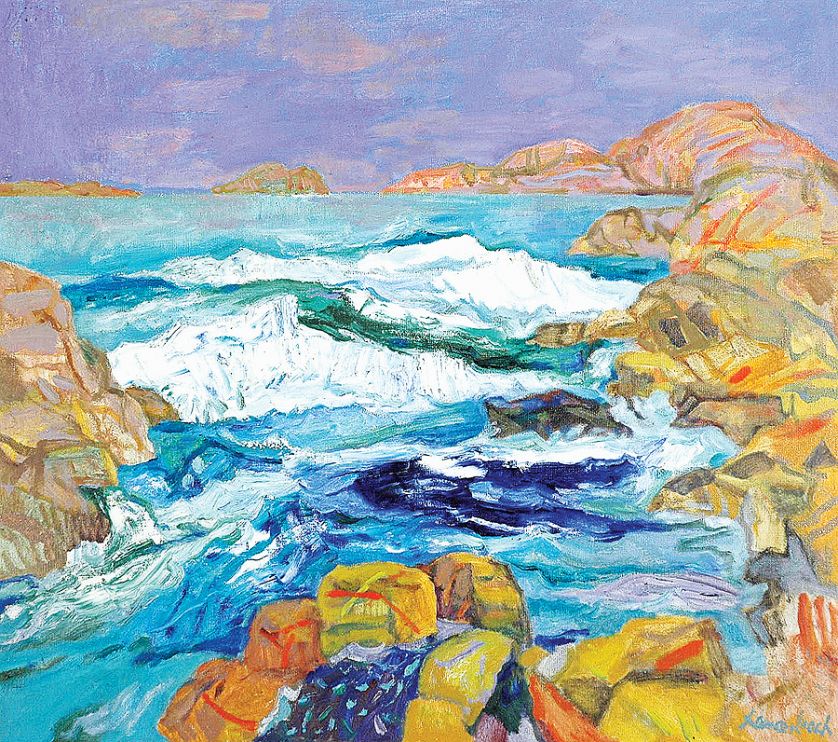 Brzeg morza w Smoegen , 1993 r. Jan Szancenbach - profesor na wirażu