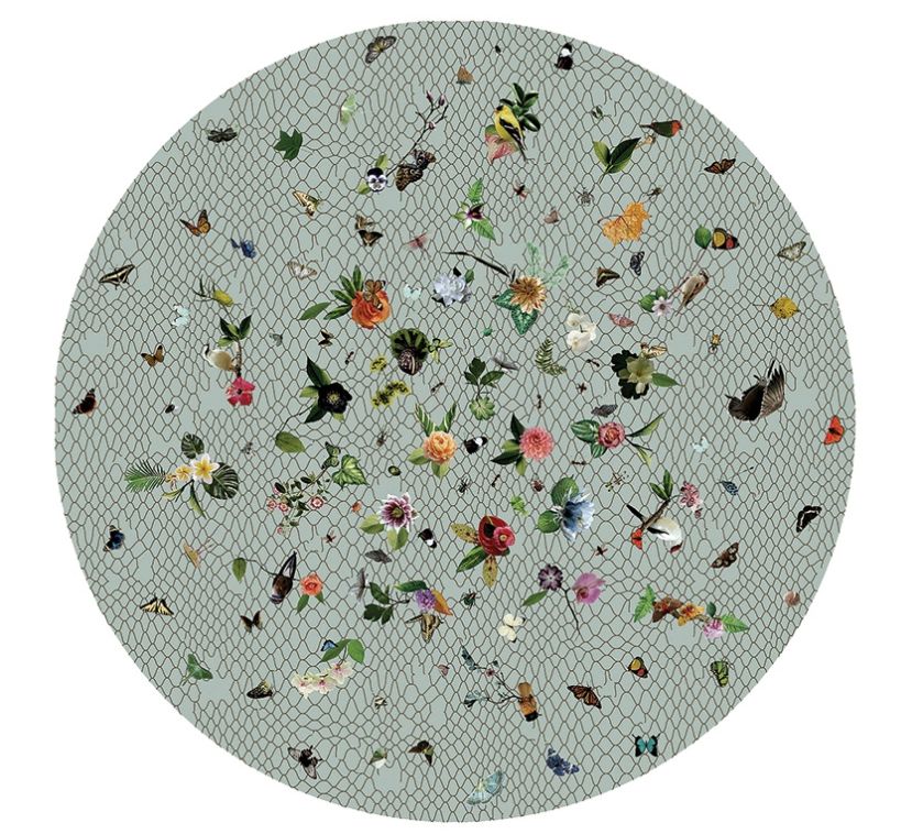 Nowoczesny okrągły dywan w kwiaty