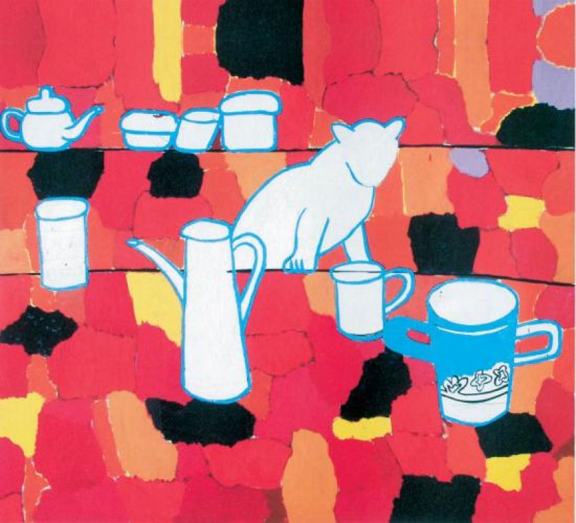 Ryszard Grzyb Martwa natura z kotem , 1990 r.