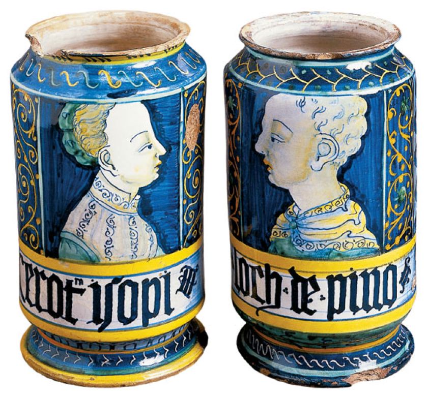 Aptekarskie naczynia Albarello, 1520-40 r.