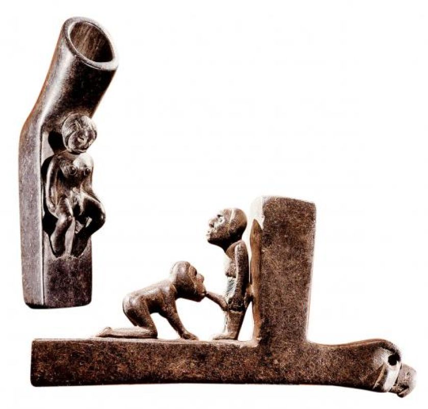 Fajka ceremonialna Indian, FORUM. Ceremonialna kamienna fajka Indian ze sceną erotyczną, FORUM