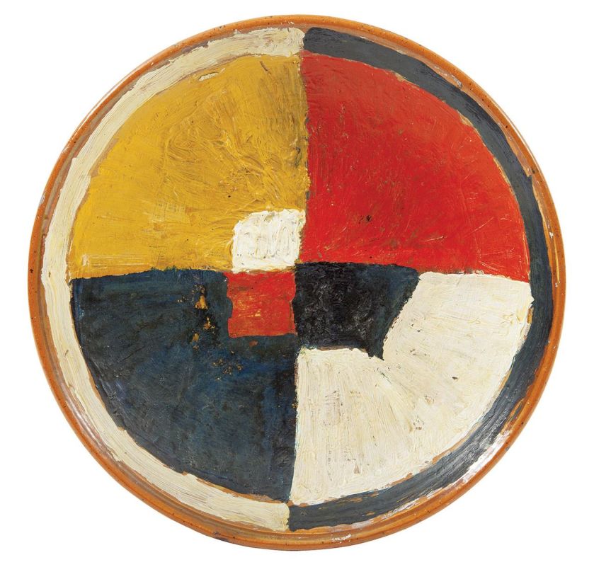 Jan Lebenstein Kompozycja , 1958 r. Współczesne malarstwo polskie na misach ceramicznych. Kolekcja Jana Styczyńskiego