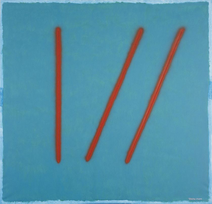 VI z cyklu Piony i skosy , olej na płótnie, 2014 r.