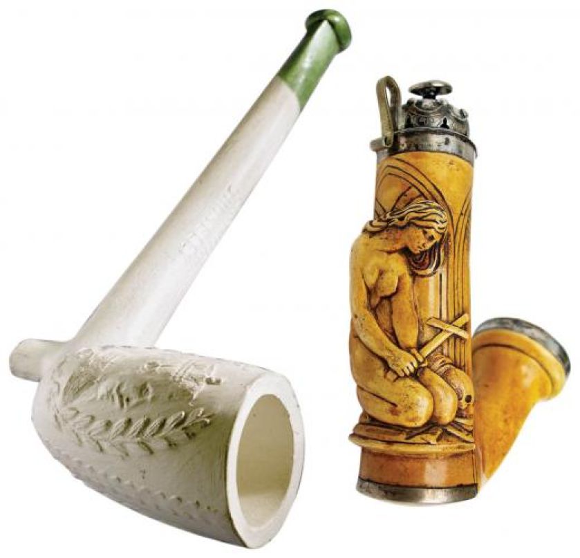 Z podobizną Edwarda VII, koniec XIX w., FORUM. Z hebanu, paciorków, sepiolitu i masy perłowej, cybuch z poroża jeleniego.