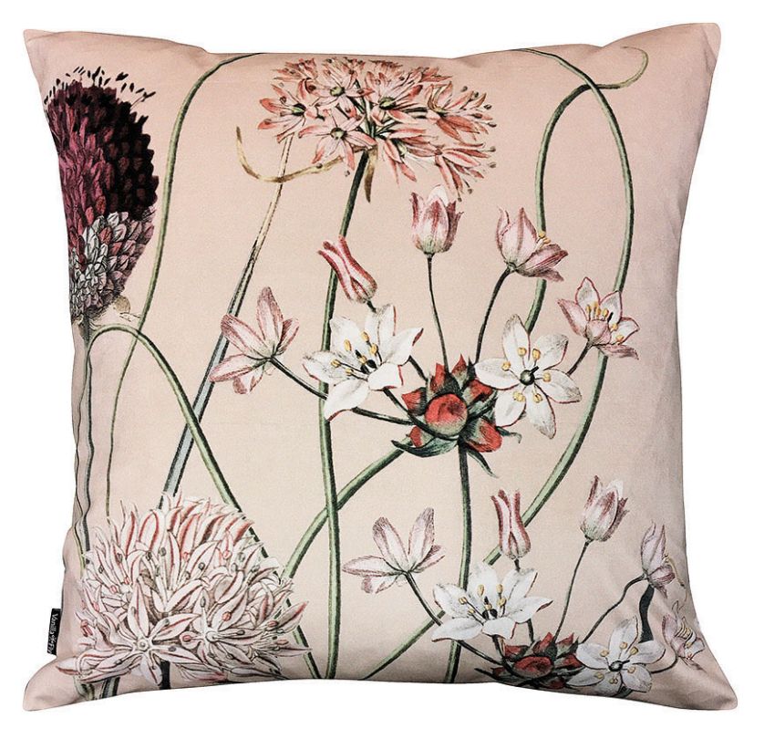 poszewka z motywem kwitnącego czosnku, ALLIUM PINK, vanillafly.dk