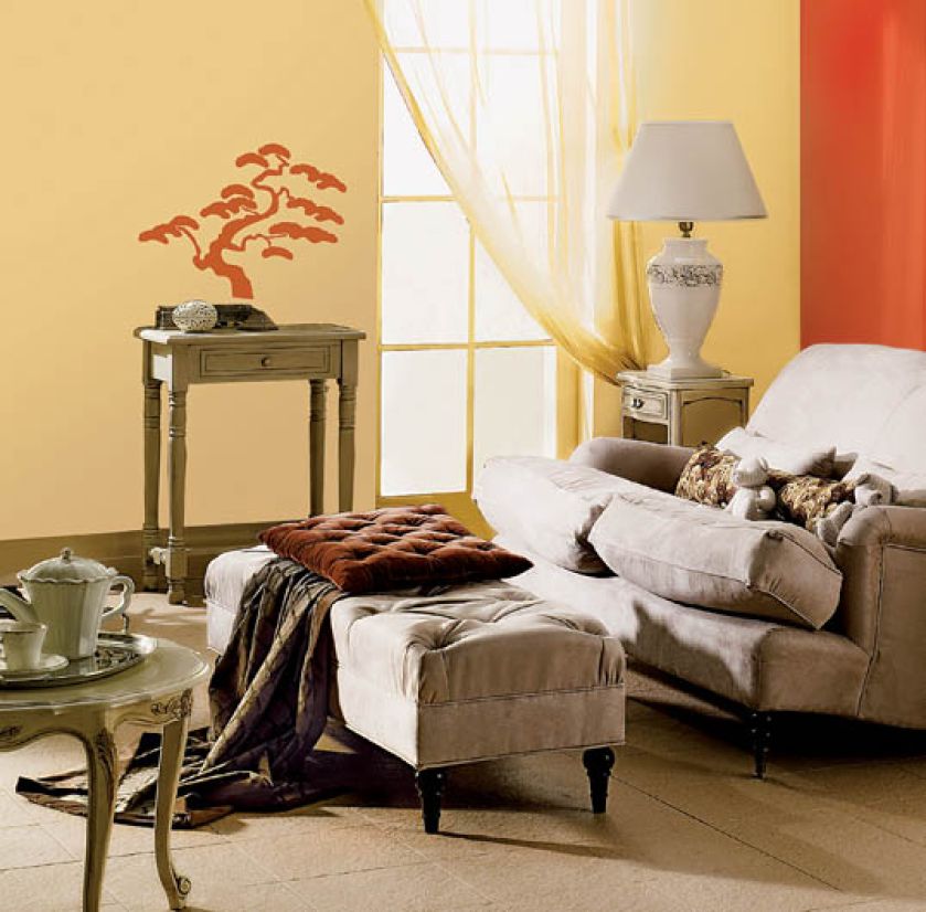 Farby w kolorach Bursztynowa Komnata i Ognisty Karnelian (czyli pomarańczowy). Za samoprzylepną welurową dekorację -