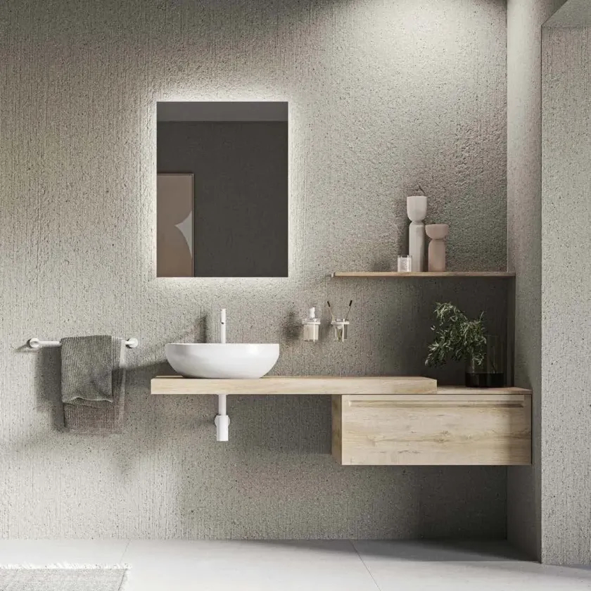 drewniany blat łazienkowy pod umywalkę