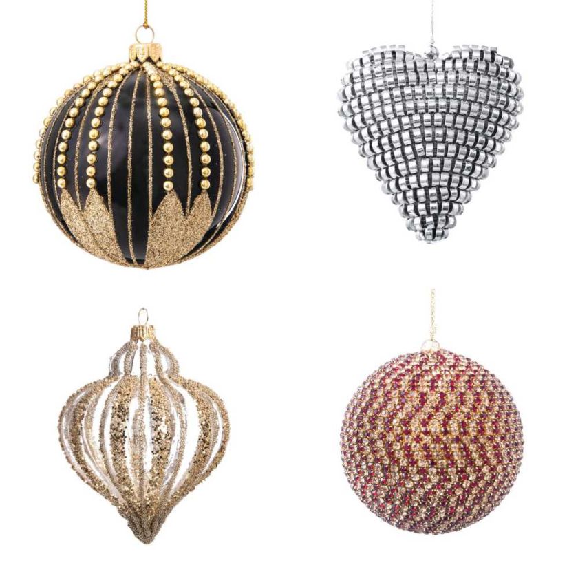 Zdobione kule i serce, Almi Decor. Najpiękniejsze bombki choinkowe - galeria 50 ozdób świątecznych