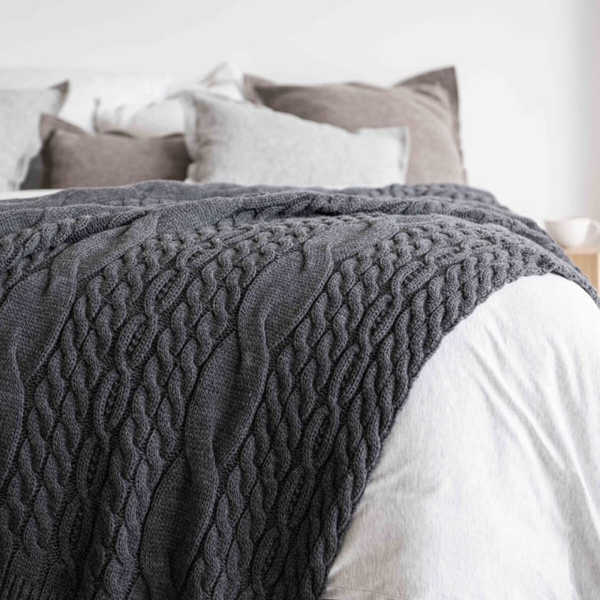 ciepły pled grafitowy