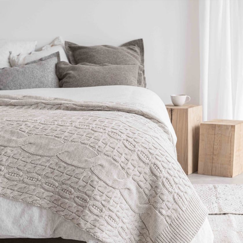 narzuta pled z warkoczem