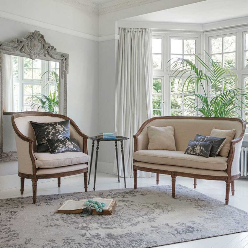 MONTAGUE, z drewna egzotycznego, z bawełnianym obiciem, MINI MAISON