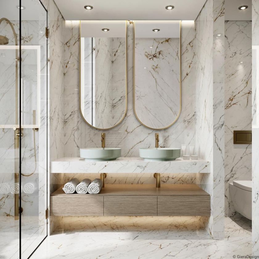 łuki i obłości w łazience