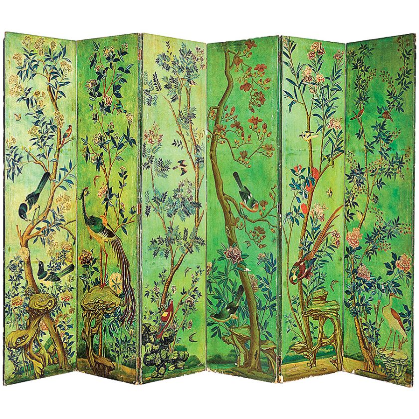 Malowany w egzotyczne rośliny i ptaki, połowa XIX w., Wielka Brytania